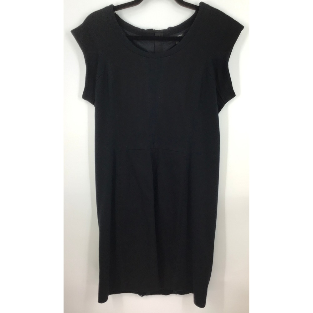 rag & bone Black Sheath Dress Size 12 Gold Zipper‎ Detail Lined Modern Edgy LBD